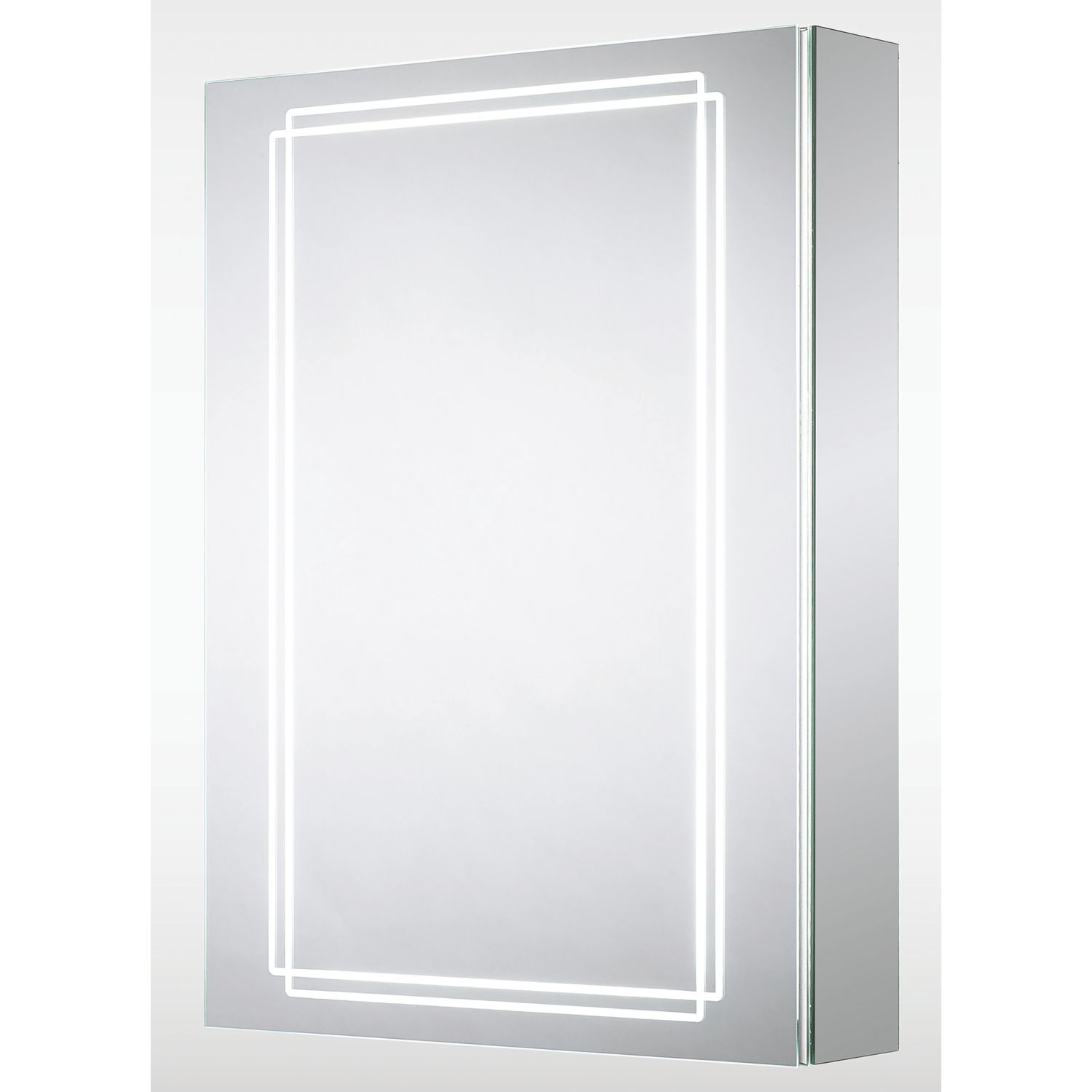 Sensio Harlow 1-Door Dual Lit Illuminated Cabinet With 4230lm LED Light Silver Effect 500mm x 140mm x 700mm (971PE)