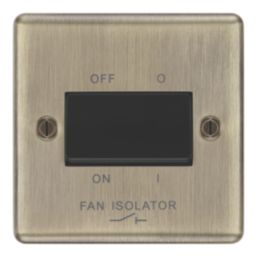 LAP 10A 1-Gang 3-Pole Fan Isolator Switch Antique Brass with Black ...