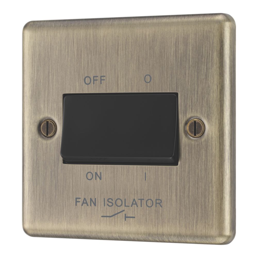 LAP 10A 1-Gang 3-Pole Fan Isolator Switch Antique Brass with Black ...