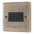 LAP  10A 1-Gang 3-Pole Fan Isolator Switch Antique Brass  with Black Inserts
