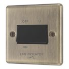 LAP  10A 1-Gang 3-Pole Fan Isolator Switch Antique Brass  with Black Inserts