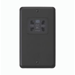 MK Contoura 2-Gang Dual Voltage Shaver Socket 115/230V Black with Colour-Matched Inserts