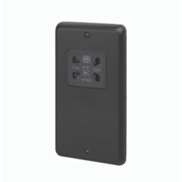 MK Contoura 2-Gang Dual Voltage Shaver Socket 115/230V Black with Colour-Matched Inserts