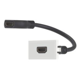 Contactum Media Single Modular HDMI Outlet White with Black Inserts
