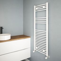 Flomasta 1200mm x 500mm 1808BTU White Curved  Towel Radiator