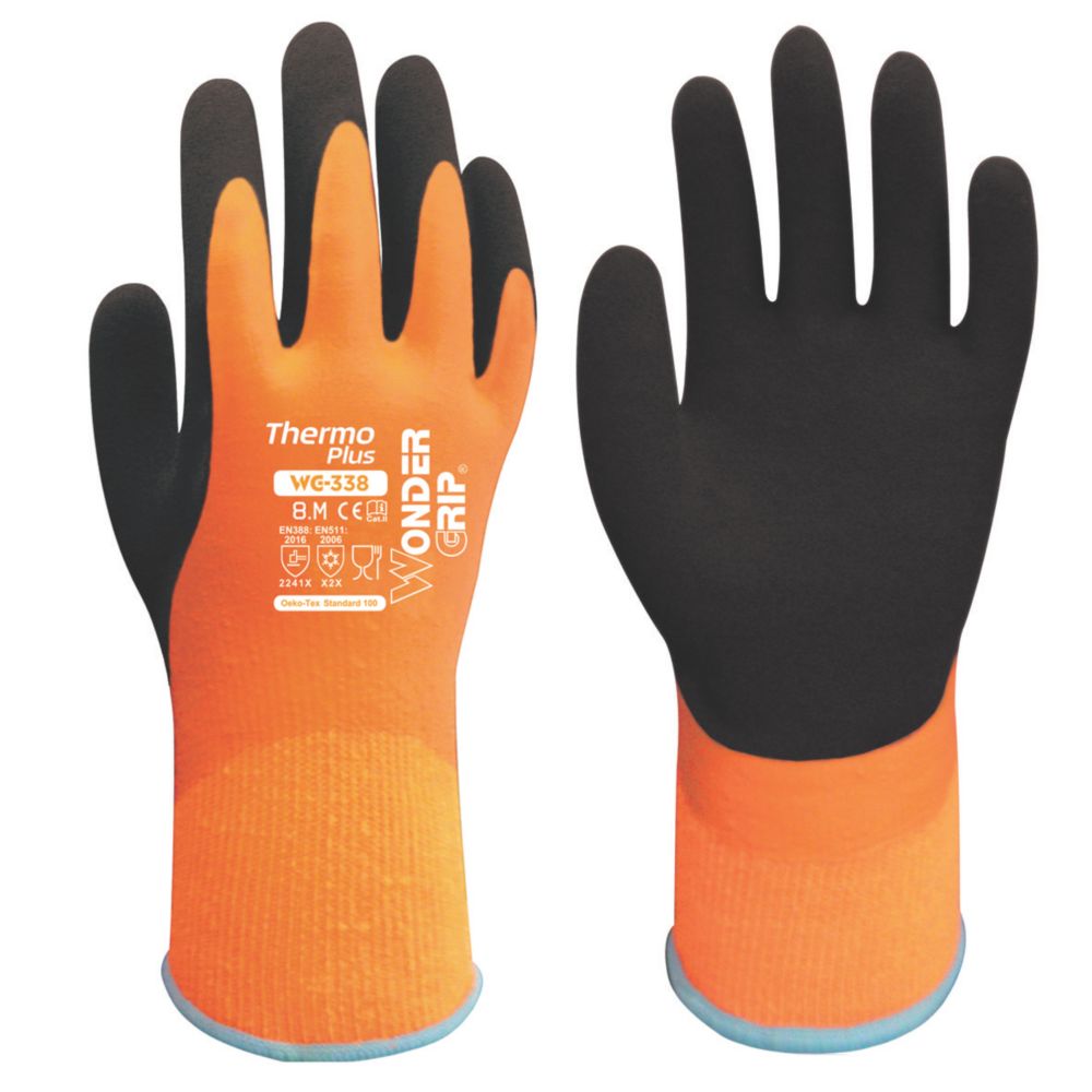 Wonder Grip WG-338 Thermo Plus 8 Thermal Waterproof Gloves Orange ...