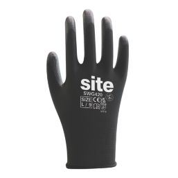 Site SWG420 PU Palm Gloves Black Large