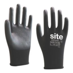 Site SWG420 PU Palm Gloves Black Large