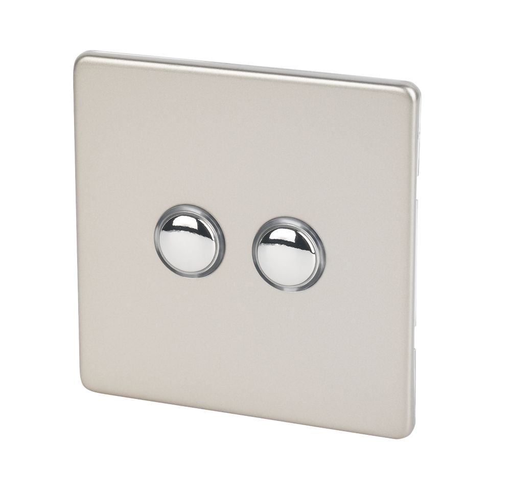 Varilight  6AX 2-Gang 2-Way Light Switch  Satin Chrome