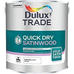 Dulux Trade  Satin Pure Brilliant White Trim Quick-Dry Paint 2.5Ltr