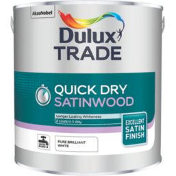 Dulux Trade  Satin Pure Brilliant White Trim Quick-Dry Paint 2.5Ltr