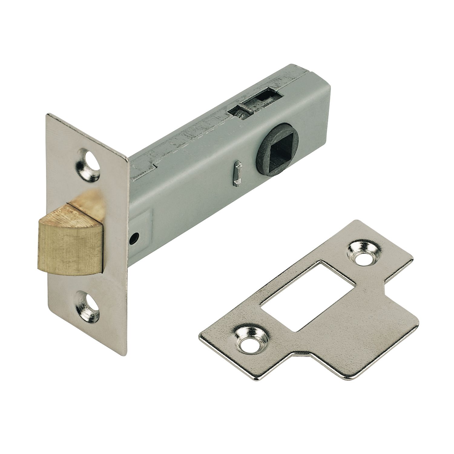Nickel-Plated Tubular Latch 83mm Case - 62mm Backset (97261)