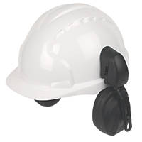 JSP EVO3 Comfort Plus Adjustable Safety Helmet with Ear Defenders White