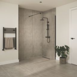 Palermo Showerwall Glass Matt Black 1950mm x 900mm x 8mm
