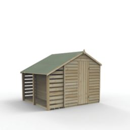Forest 4Life 6' x 8' (Nominal) Apex Overlap Timber Shed with Lean-To & Assembly