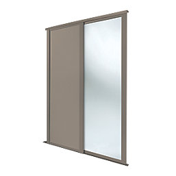 Spacepro Shaker 2-Door Sliding Wardrobe Door Kit Stone Grey Frame Stone Grey / Mirror Panel 1753mm x 2260mm