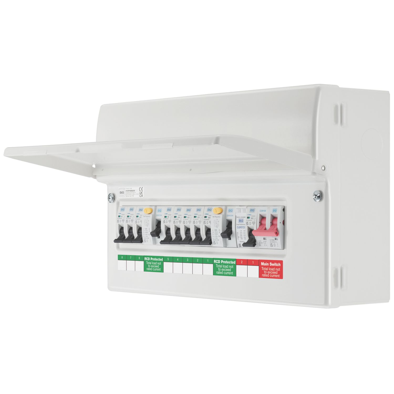 British General Fortress 16-Module 8-Way Populated High Integrity Dual RCD Consumer Unit with SPD (972KR)