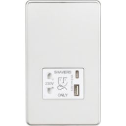 Knightsbridge 2-Gang Single Voltage Shaver Socket+ 2.4A 12W 2-Outlet ...