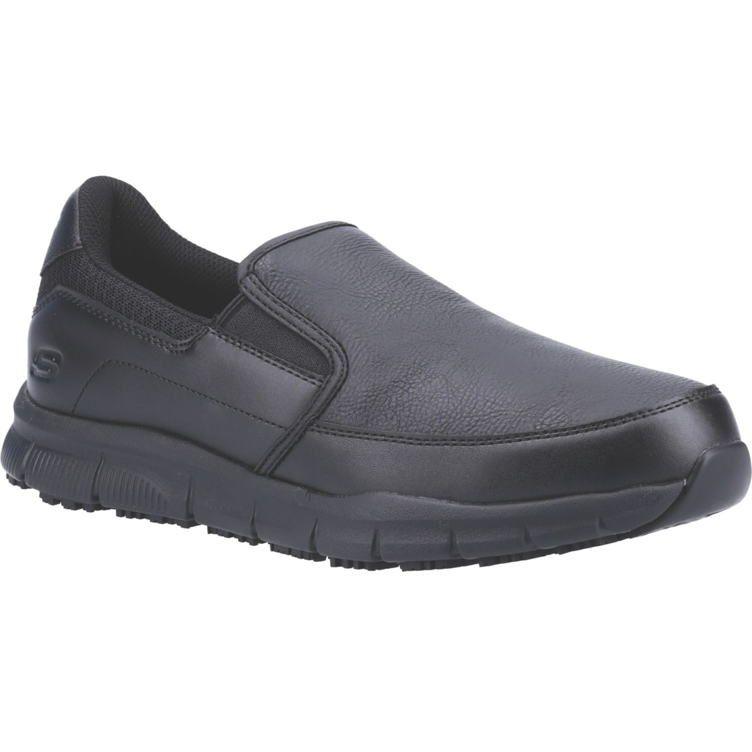 Skechers Nampa Groton Size 8 Black Slip-On Occupational Work Shoes (972XT)