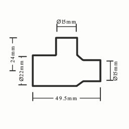 Flomasta  Copper End Feed Reducing Tee 22mm x 15mm x 15mm