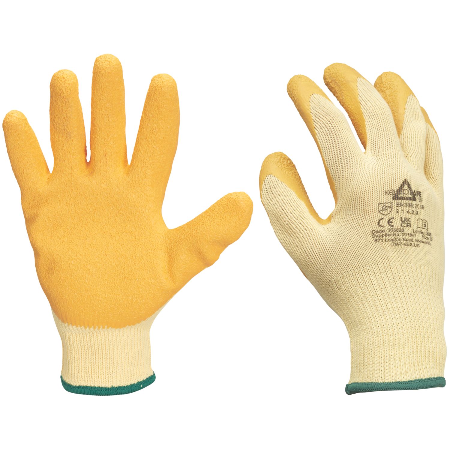 Keep Safe Latex Builder Gloves Orange / Yellow Large (973EA)