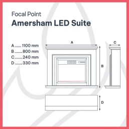 Focal Point Amersham Electric Suite White 1140mm x 330mm x 886mm