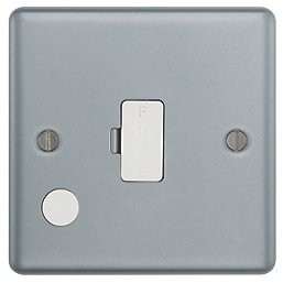 British General  13A Unswitched Metal Clad Fused Spur & Flex Outlet   with White Inserts