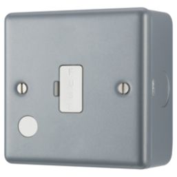 British General  13A Unswitched Metal Clad Fused Spur & Flex Outlet   with White Inserts