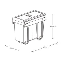 Essentials Vigote Pull-Out Bin Anthracite 26Ltr