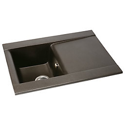 Abode Aspekt 1 Bowl Granite Composite Kitchen Sink Black Metallic Reversible 716mm x 500mm