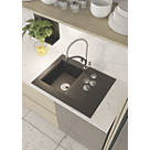 Abode Aspekt 1 Bowl Granite Composite Kitchen Sink Black Metallic Reversible 716 x 500mm
