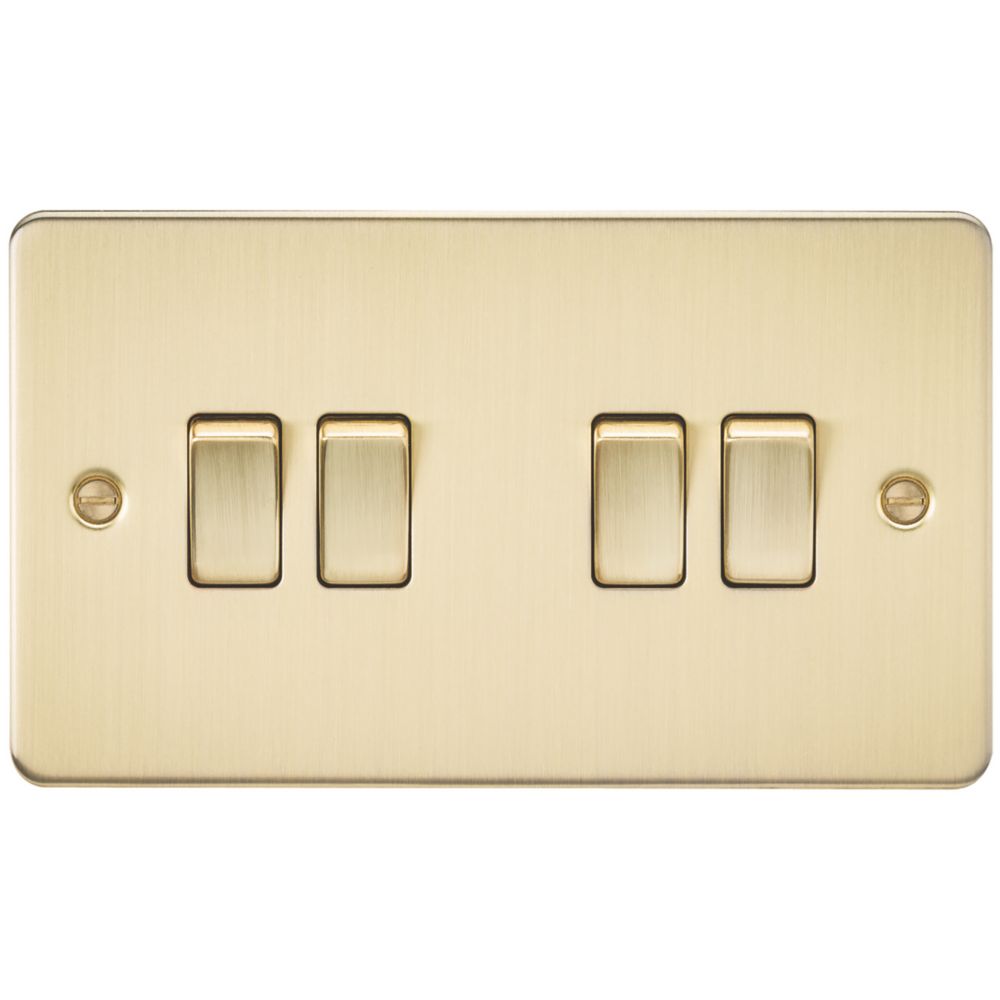 Knightsbridge 10AX 4Gang 2Way Light Switch Brushed Brass Screwfix
