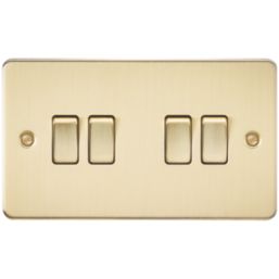 Knightsbridge  10AX 4-Gang 2-Way Light Switch  Brushed Brass