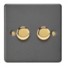 Varilight V-Pro 2-Gang 2-Way LED Dimmer Switch  Graphite Grey