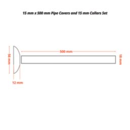 ETAL Enzo Pipe Covers & Collars Chrome 15mm x 500mm 2 Pack