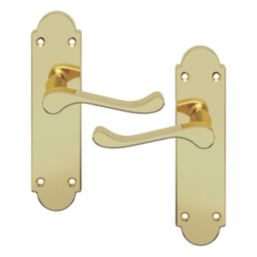 Cooke & Lewis Lulworth Fire Rated Latch Lever on Backplate Handle Pair Polished Brass