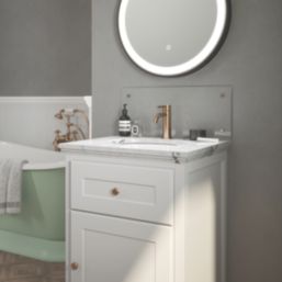 Splashback  Bathroom Splashback Crystal Clear with Copper Caps 250mm x 600mm x 4mm