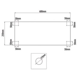 Splashback  Bathroom Splashback Crystal Clear with Copper Caps 250mm x 600mm x 4mm