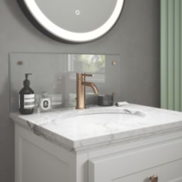 Splashback  Bathroom Splashback Crystal Clear with Copper Caps 250mm x 600mm x 4mm