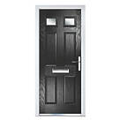 Crystal  4-Panel 2-Light Left or Right-Handed Black Composite Front Door 2055mm x 920mm