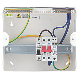 British General Fortress 9-Module 5-Way Part-Populated  Main Switch Consumer Unit with SPD
