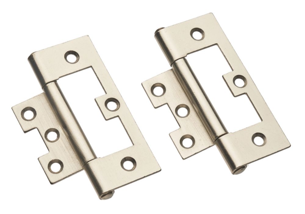 Smith & Locke Satin Nickel Flush Hinges 100mm x 59.5mm 2 Pack Screwfix