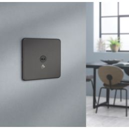 Knightsbridge  2.1A 1-Gang 1-Way Light Switch  Smoked Bronze with Black Inserts