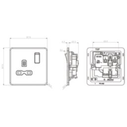 Knightsbridge Screwless 13A 1-Gang DP Switched Single Socket Antique Brass  with Black Inserts