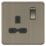 Knightsbridge Screwless 13A 1-Gang DP Switched Single Socket Antique Brass  with Black Inserts