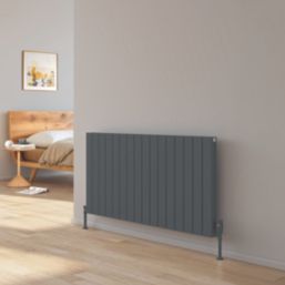 Reina Piatto Double 600mm x 1195mm 4371BTU Anthracite Horizontal Designer Radiator