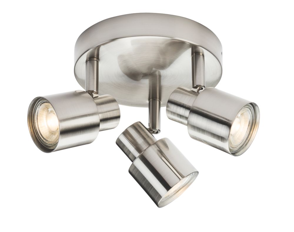 Knightsbridge Round 3Light Triple GU10 Ceiling Spotlight Brushed