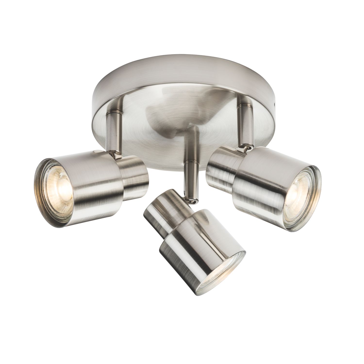 Knightsbridge Round 3-Light Triple GU10 Ceiling Spotlight Brushed Chrome (975GA)