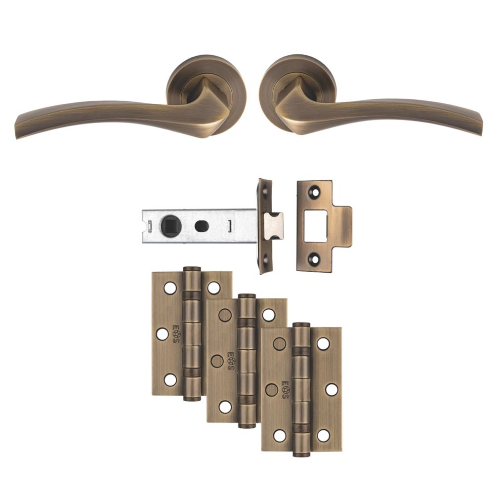 Colours Caspe Antique brass effect Steel Door handle (L)112mm, Pair - 4