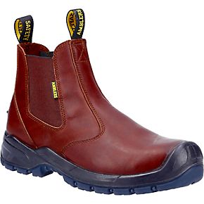 Amblers FS131 S3 brown water-resistant leather safety dealer boot with midsole